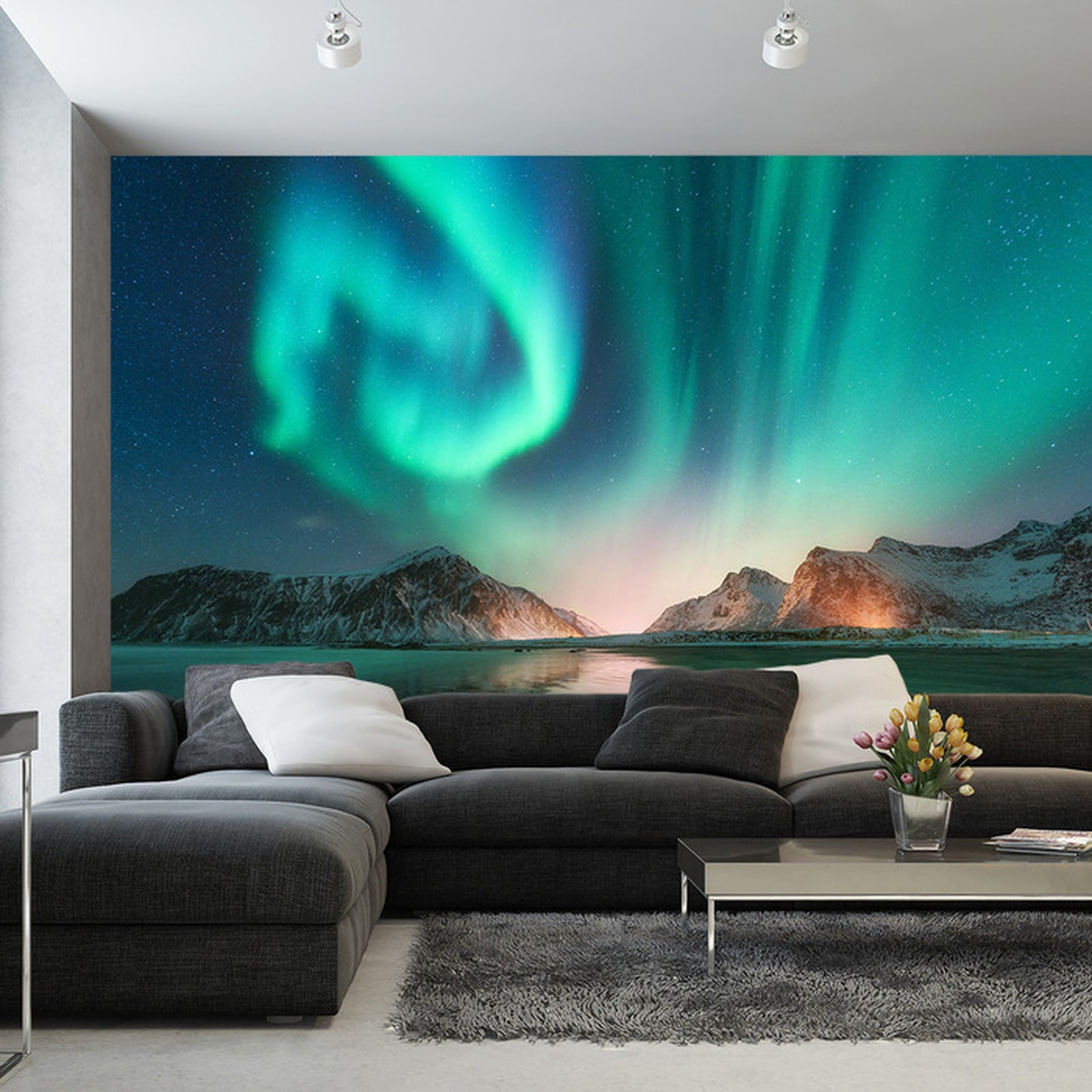 Fototapet Landskap Nordlys