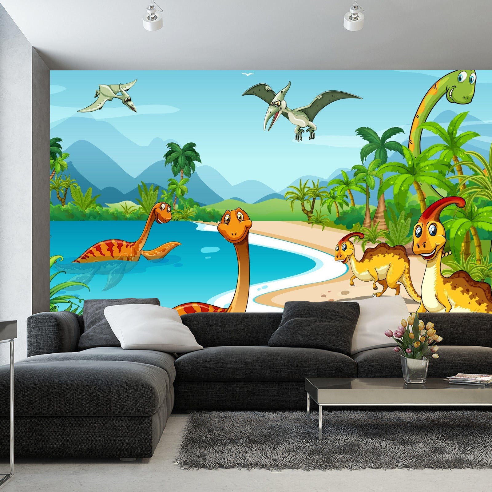 Fototapet Dinosaurer På Stranden