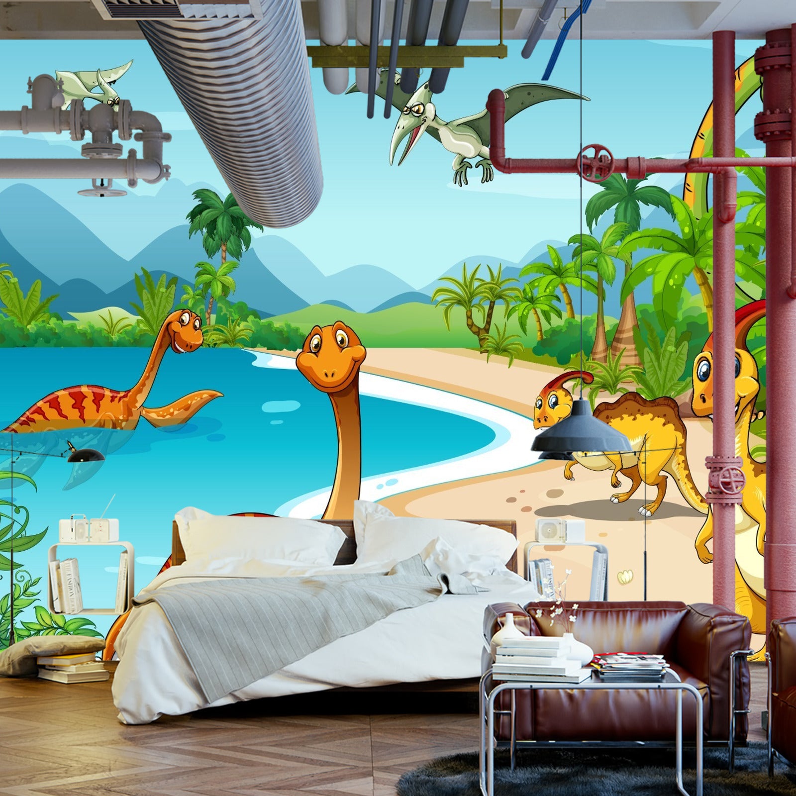 Fototapet Dinosaurer På Stranden