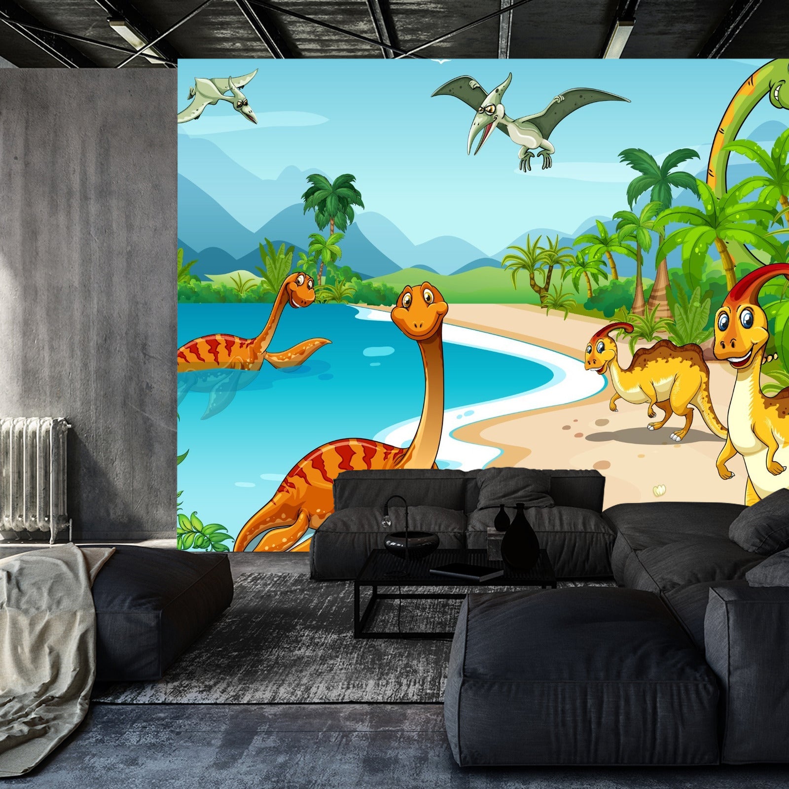 Fototapet Dinosaurer På Stranden