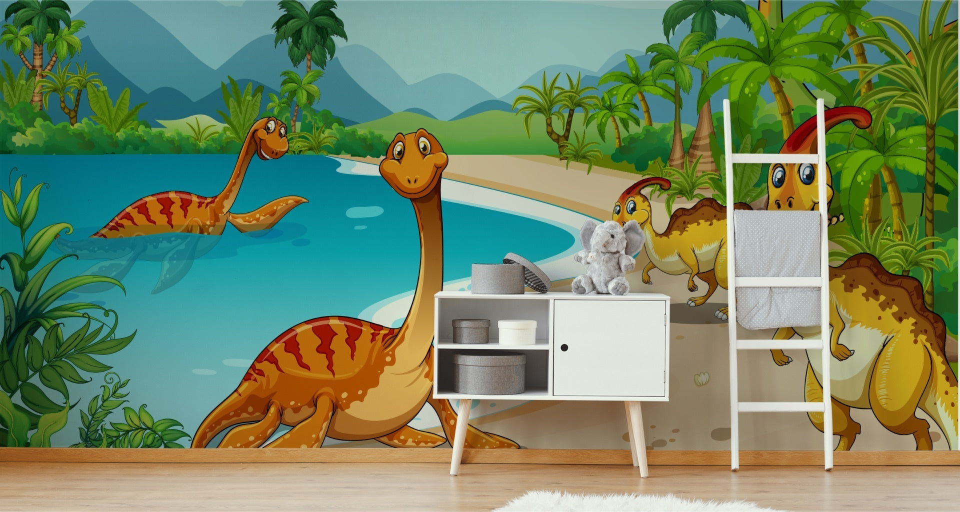 Fototapet Dinosaurer På Stranden