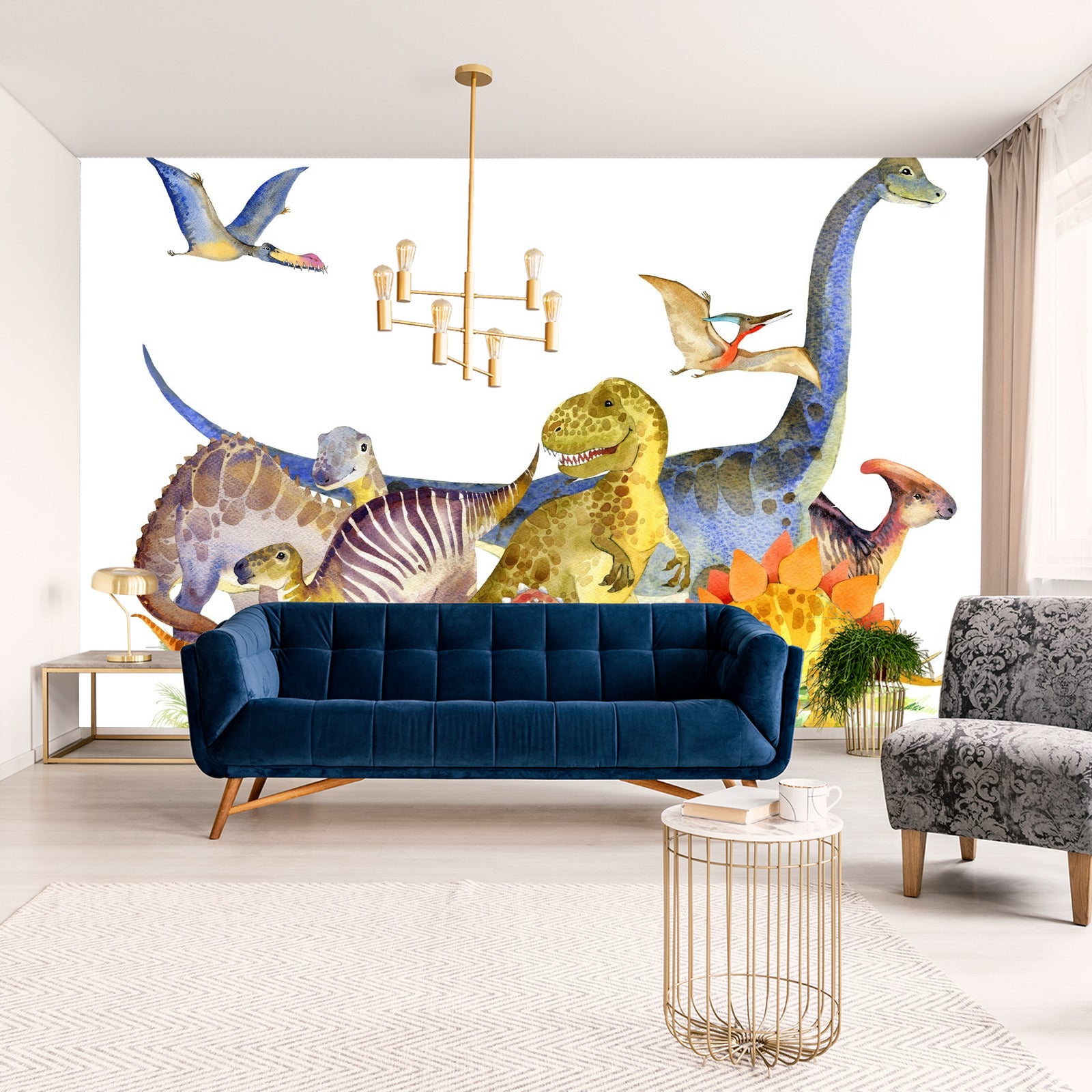 Fototapet Dinosaurer Malt Med Akvarell