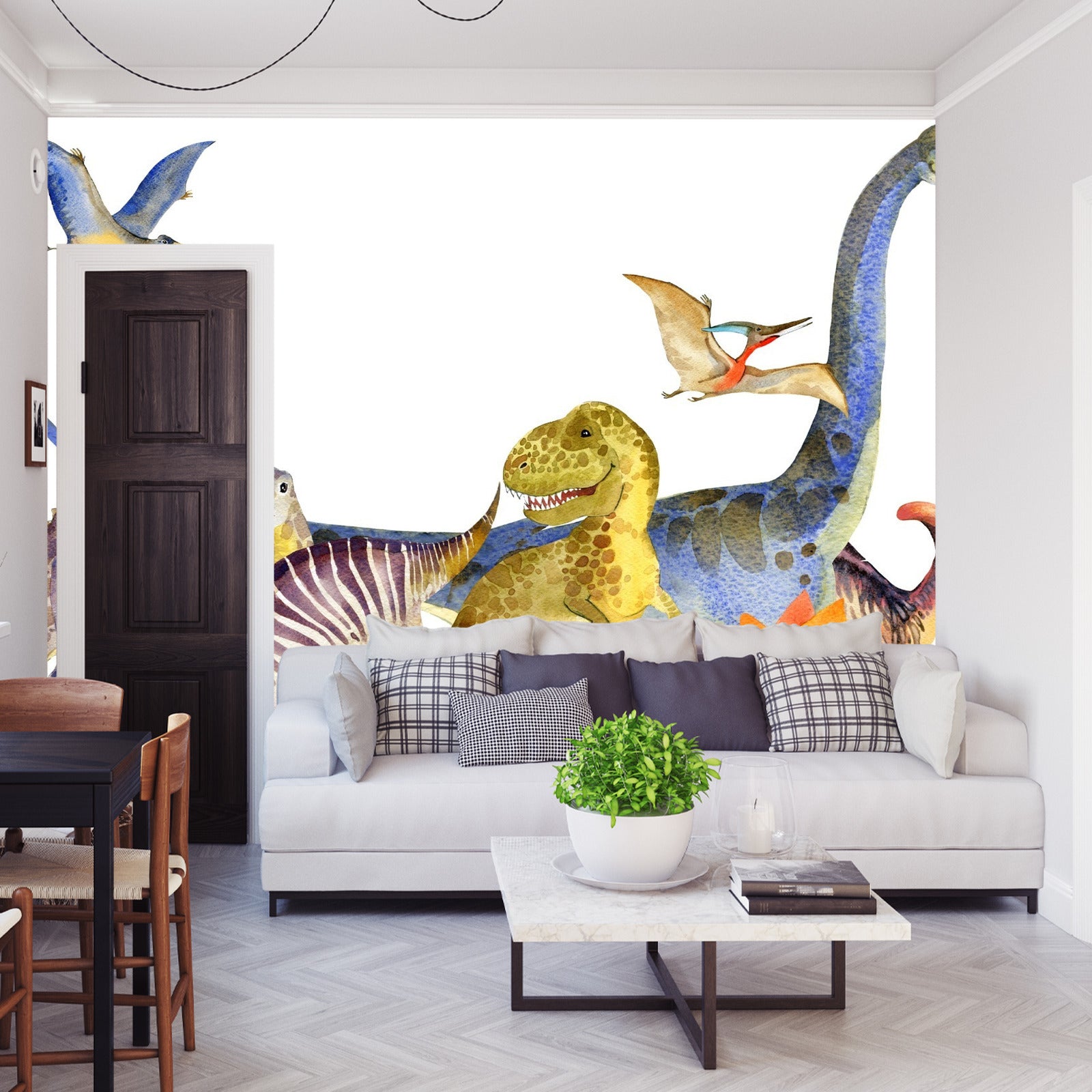 Fototapet Dinosaurer Malt Med Akvarell