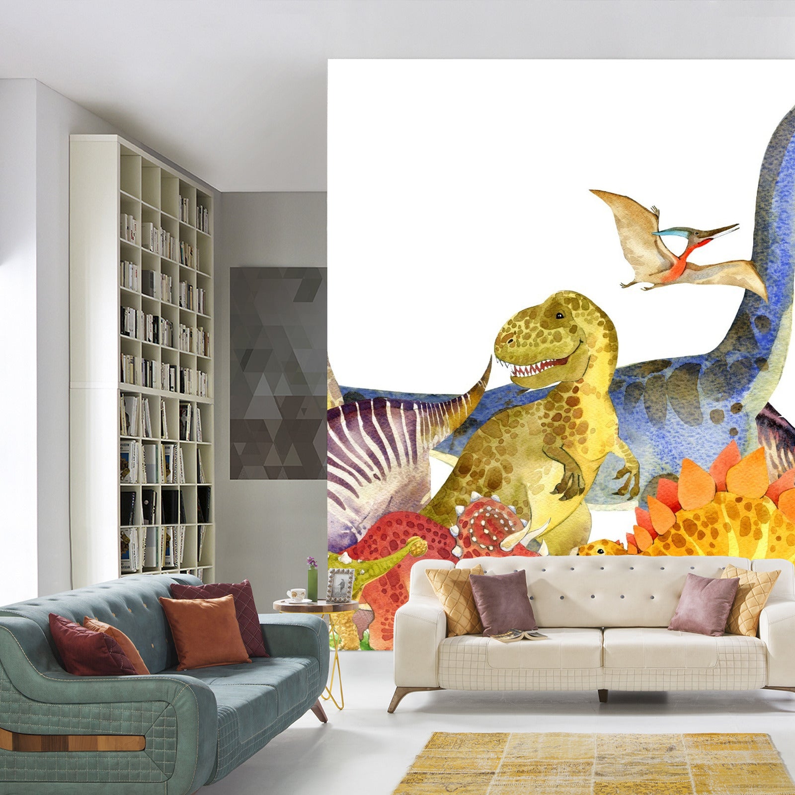 Fototapet Dinosaurer Malt Med Akvarell