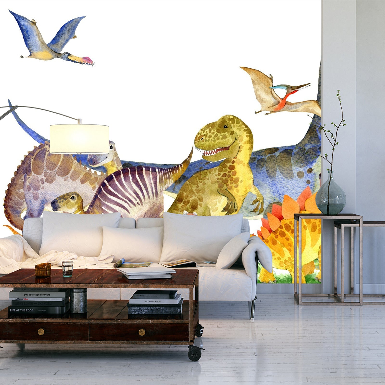 Fototapet Dinosaurer Malt Med Akvarell