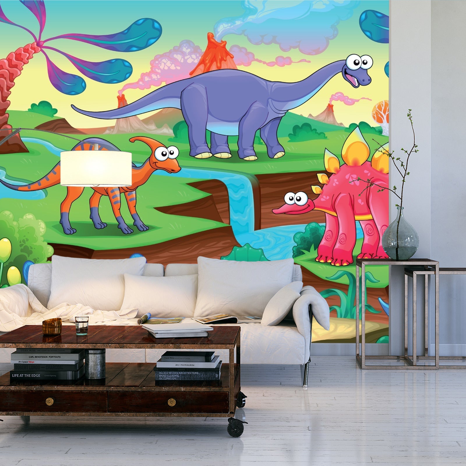 Fototapet Fargerike Eventyrdinosaurer