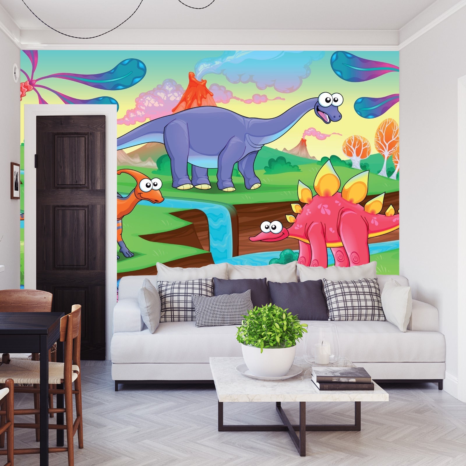 Fototapet Fargerike Eventyrdinosaurer
