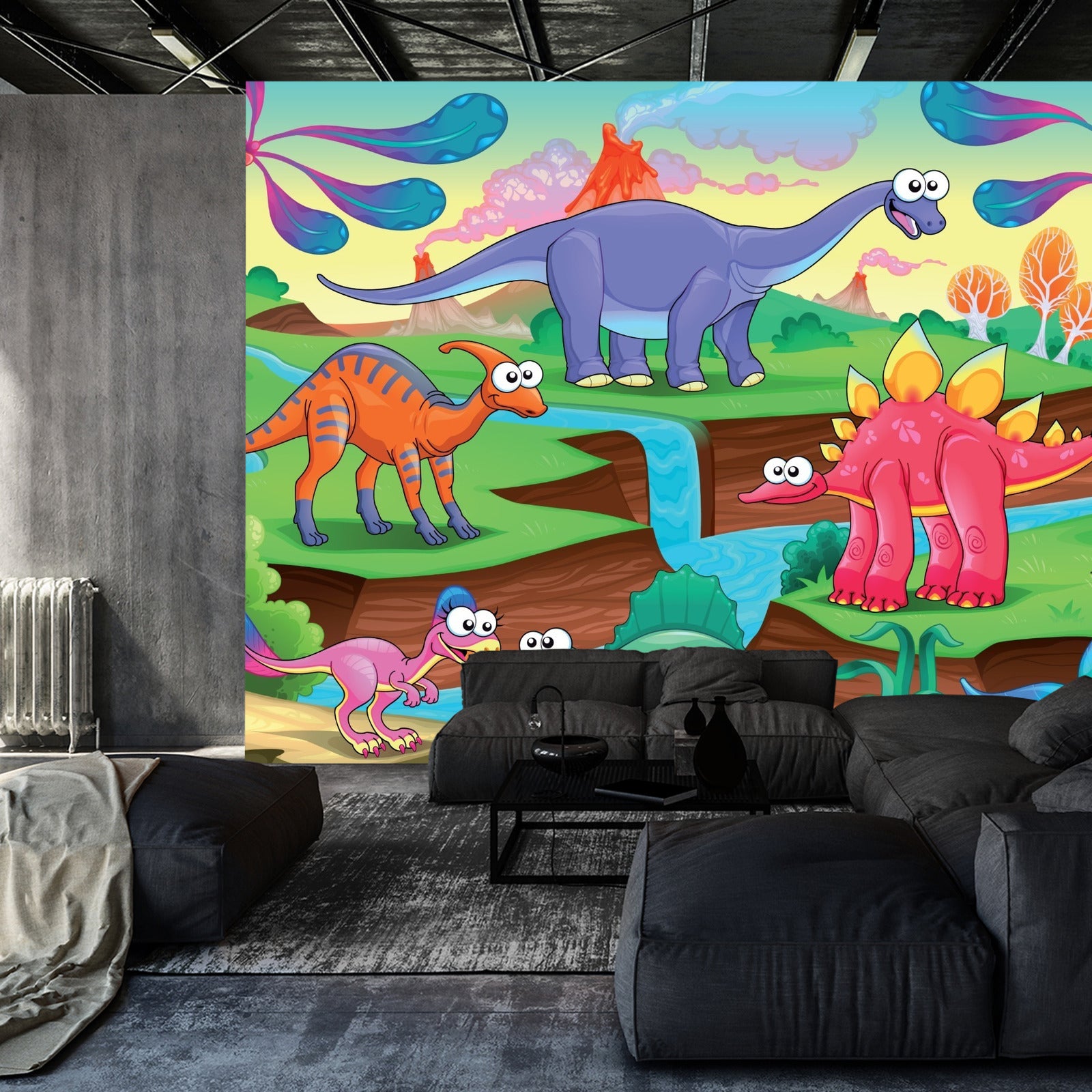 Fototapet Fargerike Eventyrdinosaurer