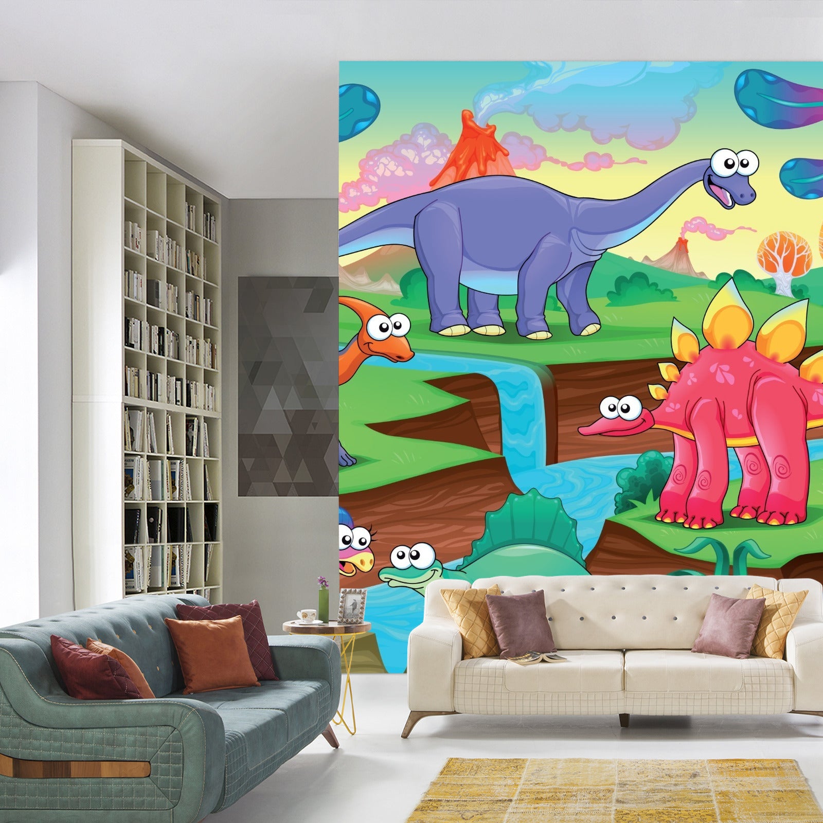 Fototapet Fargerike Eventyrdinosaurer