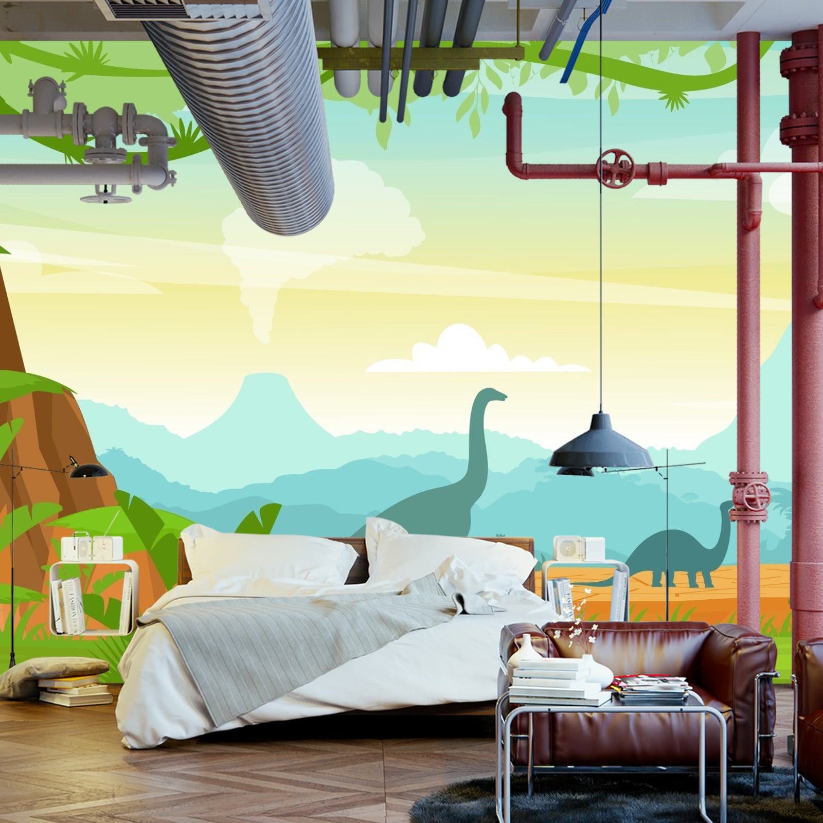 Fototapet Dinosaurer I Jungelen