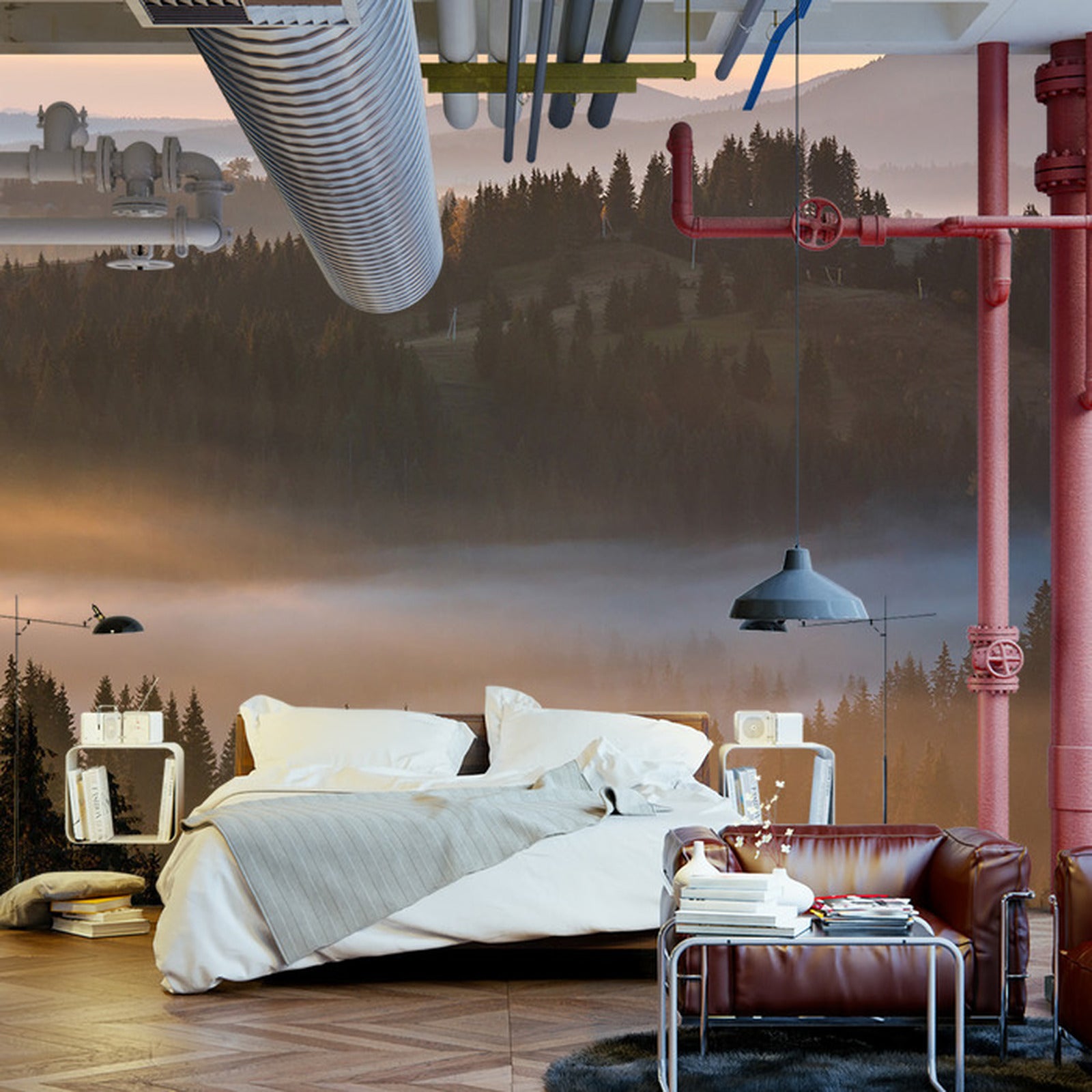 Fototapet Skog I Tåke 7