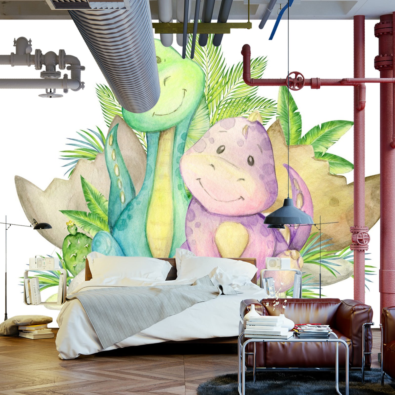 Fototapet Små Søte Dinosaurer