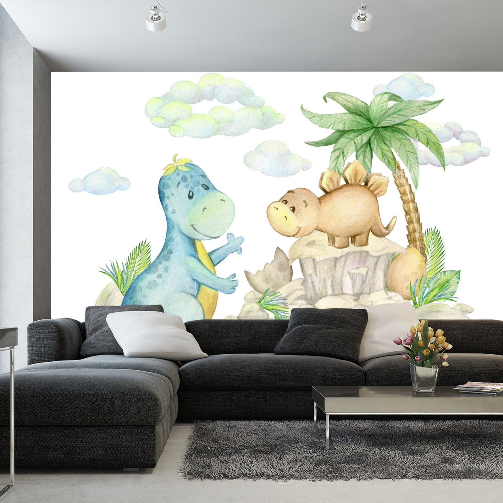 Fototapet Små Dinosaurer På Steinene