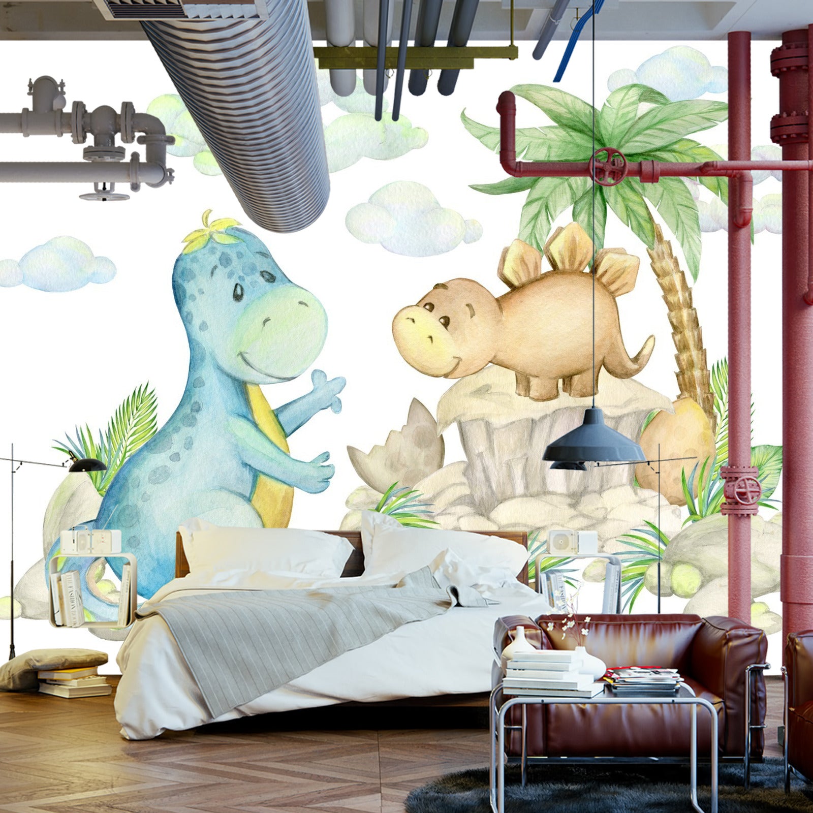 Fototapet Små Dinosaurer På Steinene