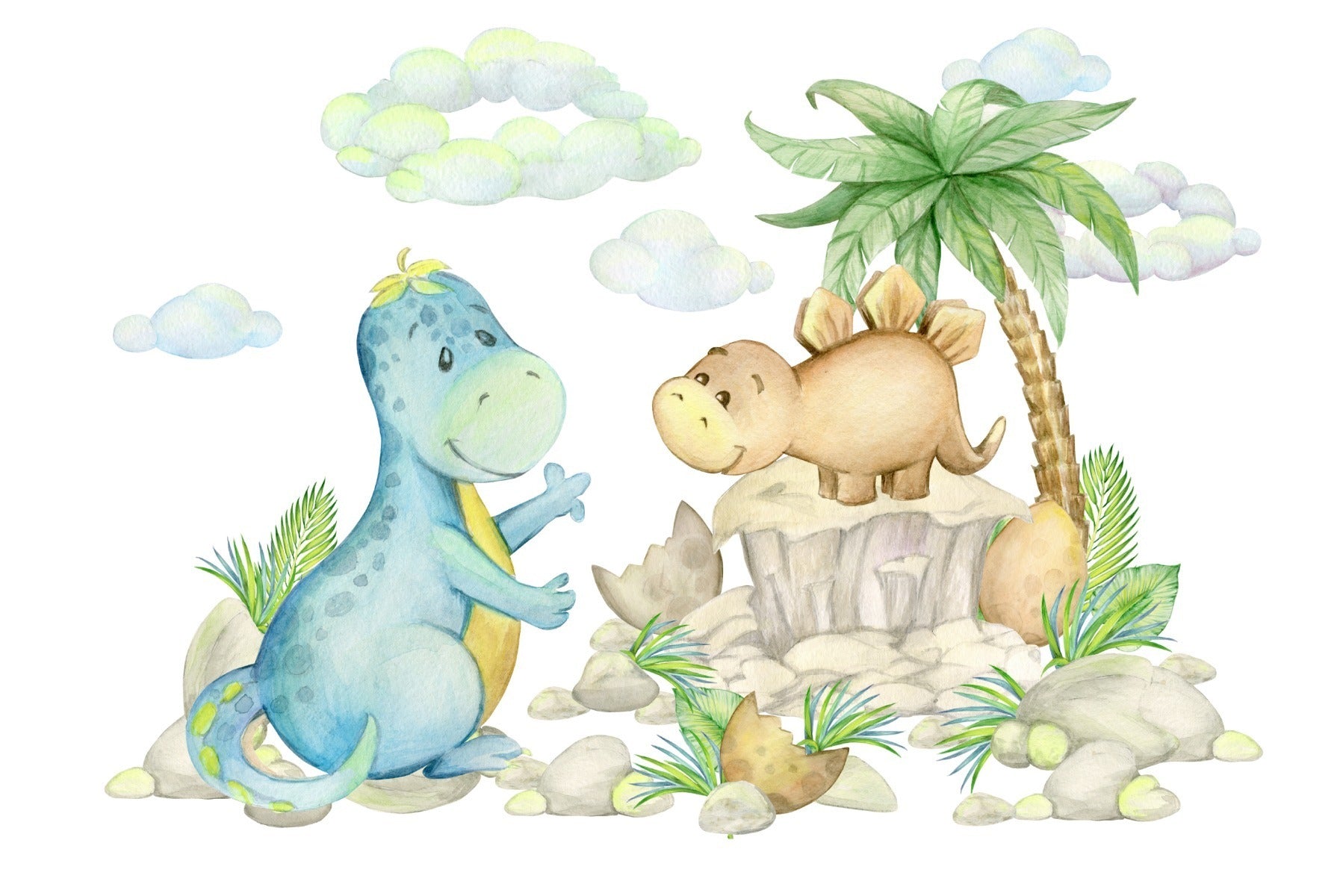 Fototapet Små Dinosaurer På Steinene