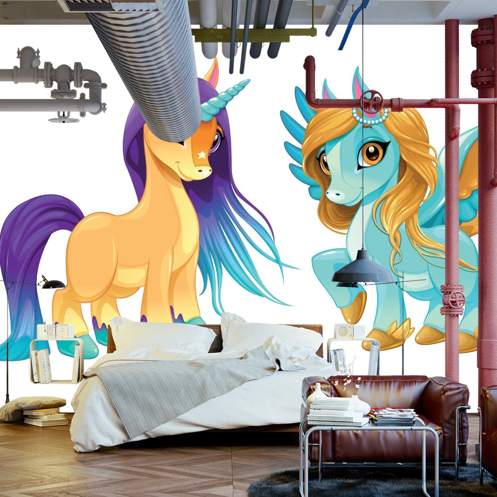 Fototapet Enhjørning Og Pegasus