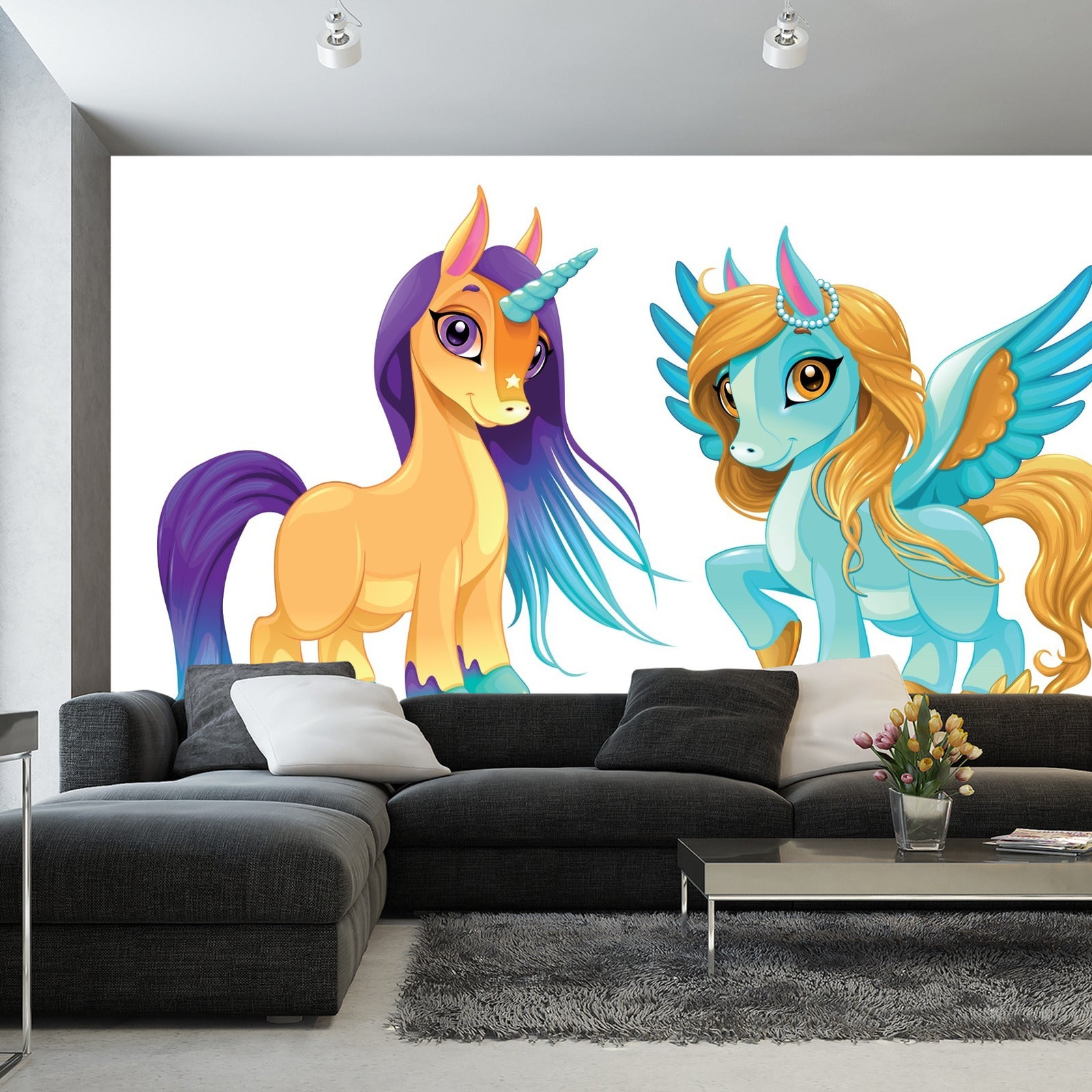 Fototapet Enhjørning Og Pegasus