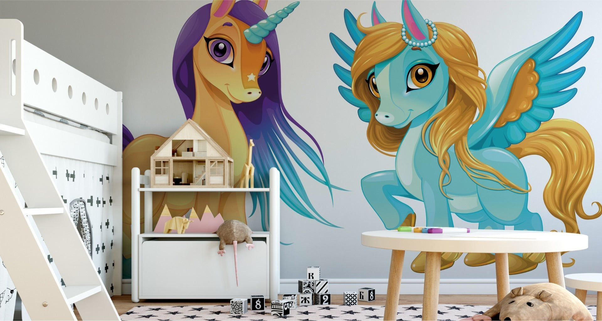 Fototapet Enhjørning Og Pegasus