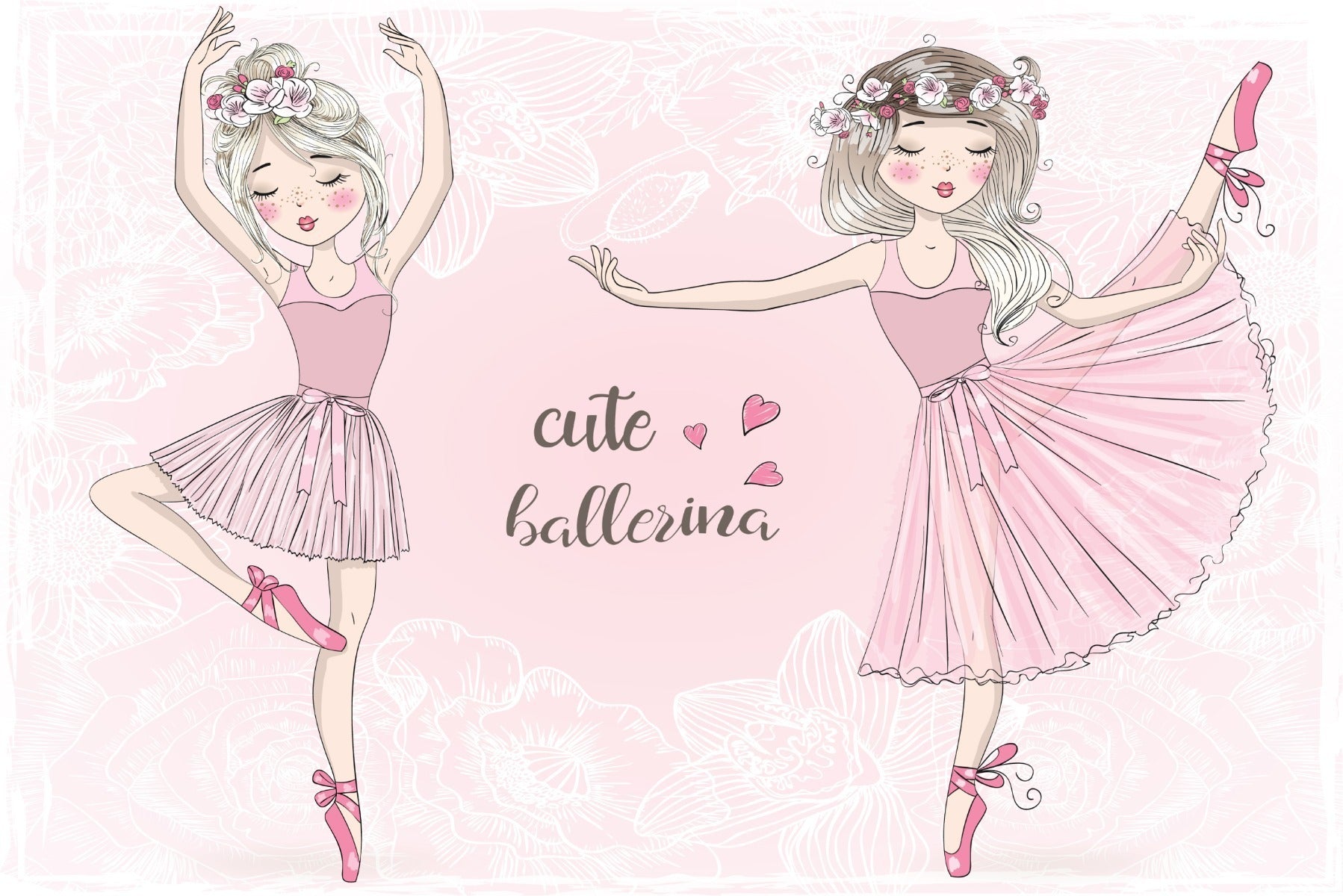 Fototapet Rosa Ballerinaer