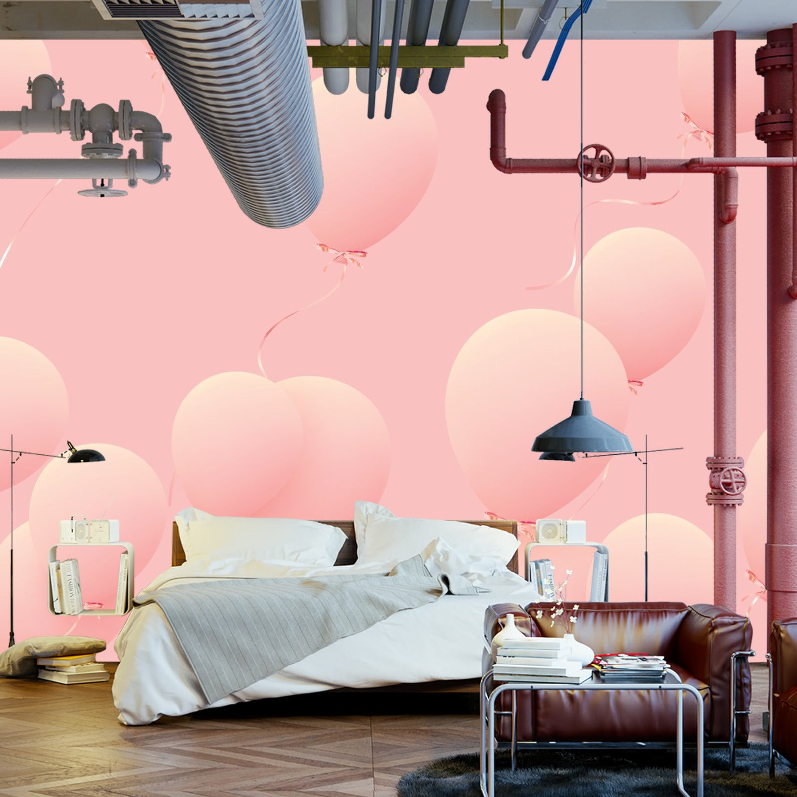 Fototapet Rosa Ballonger