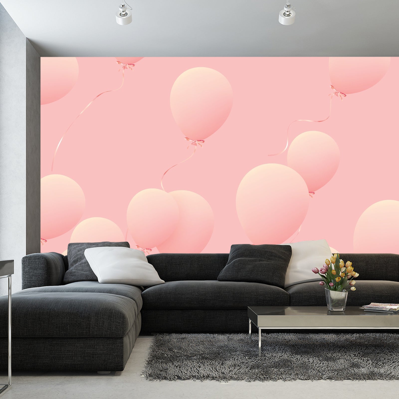 Fototapet Rosa Ballonger