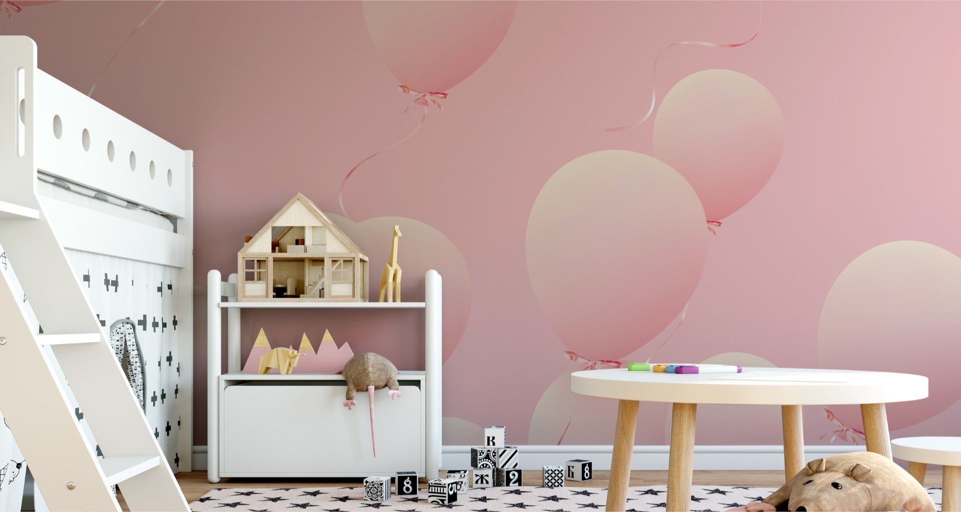 Fototapet Rosa Ballonger