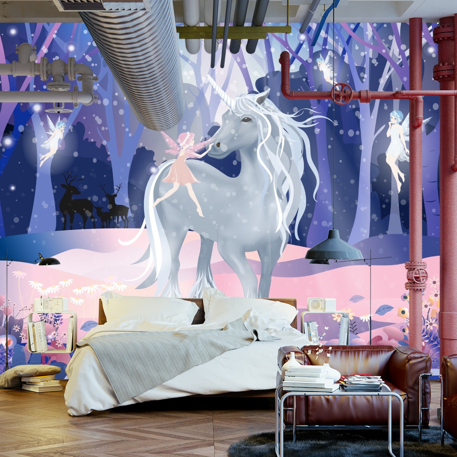 Fototapet Enhjørning Med Feer