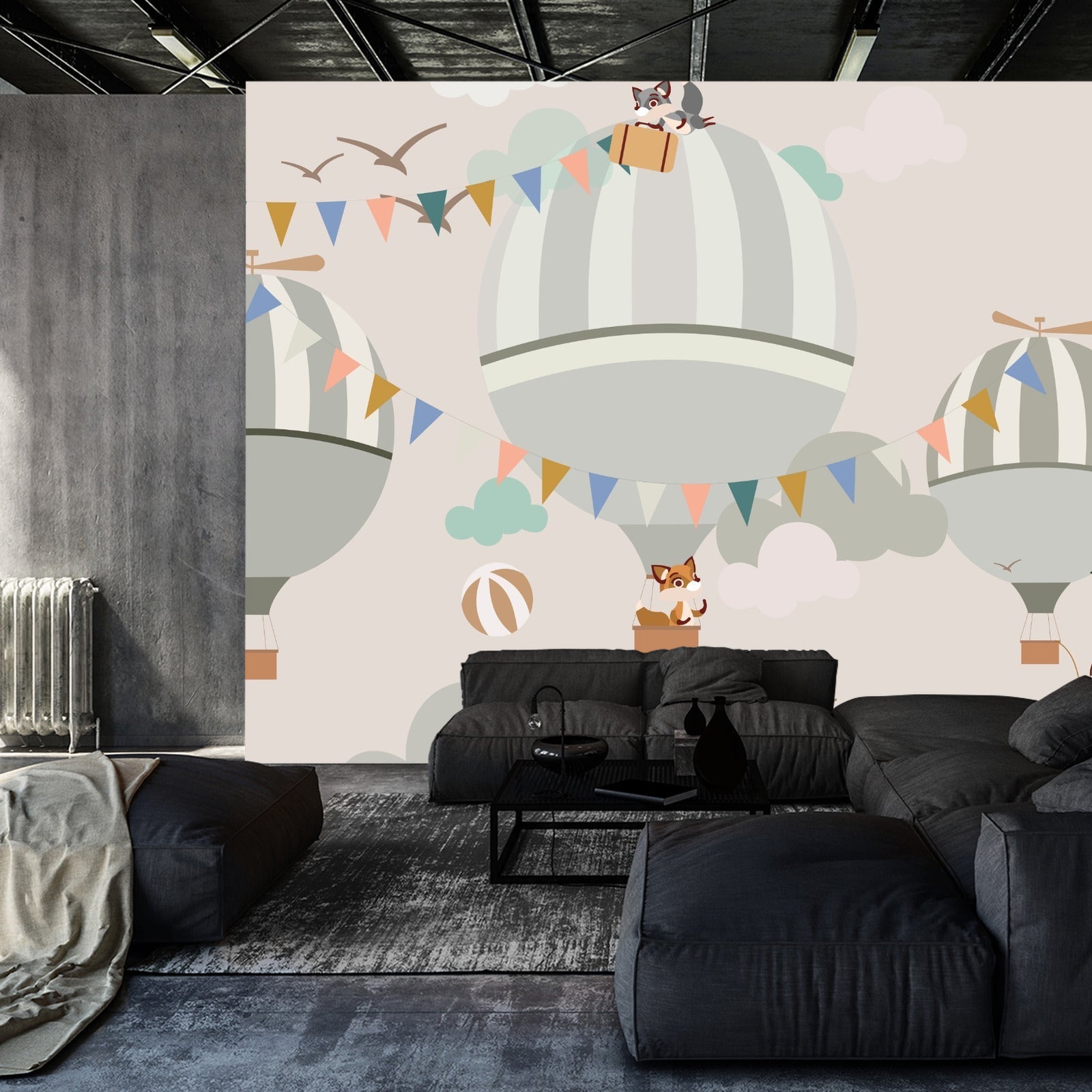 Fototapet Dyr Og Flyvende Ballonger