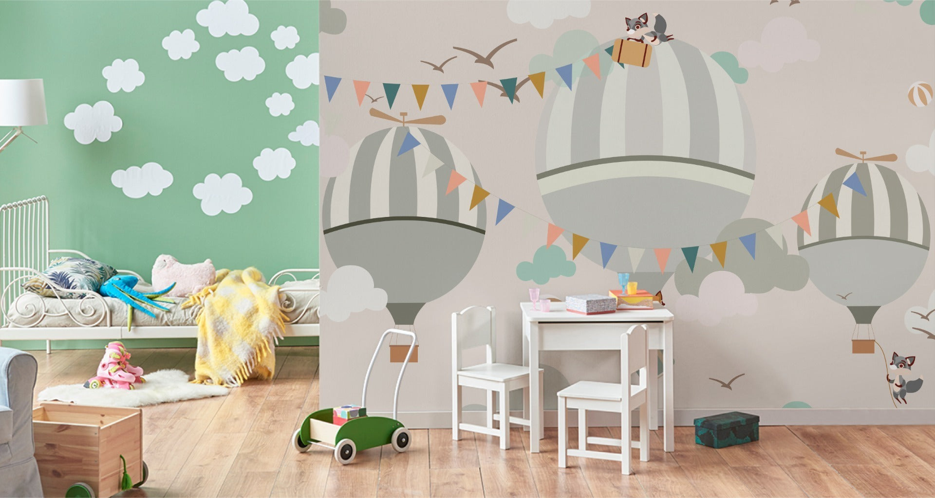 Fototapet Dyr Og Flyvende Ballonger