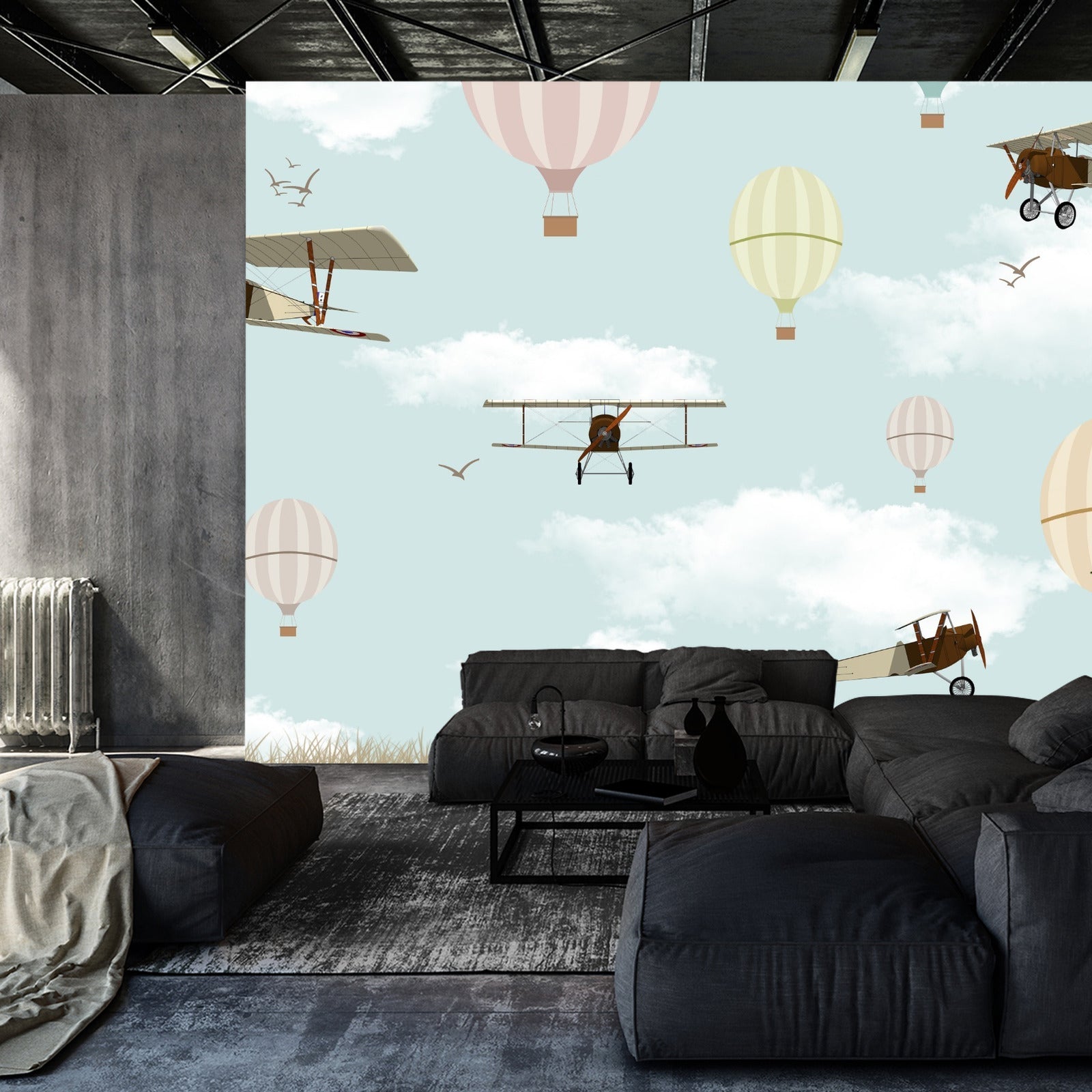 Fototapet Fly Og Ballonger På Himmelen