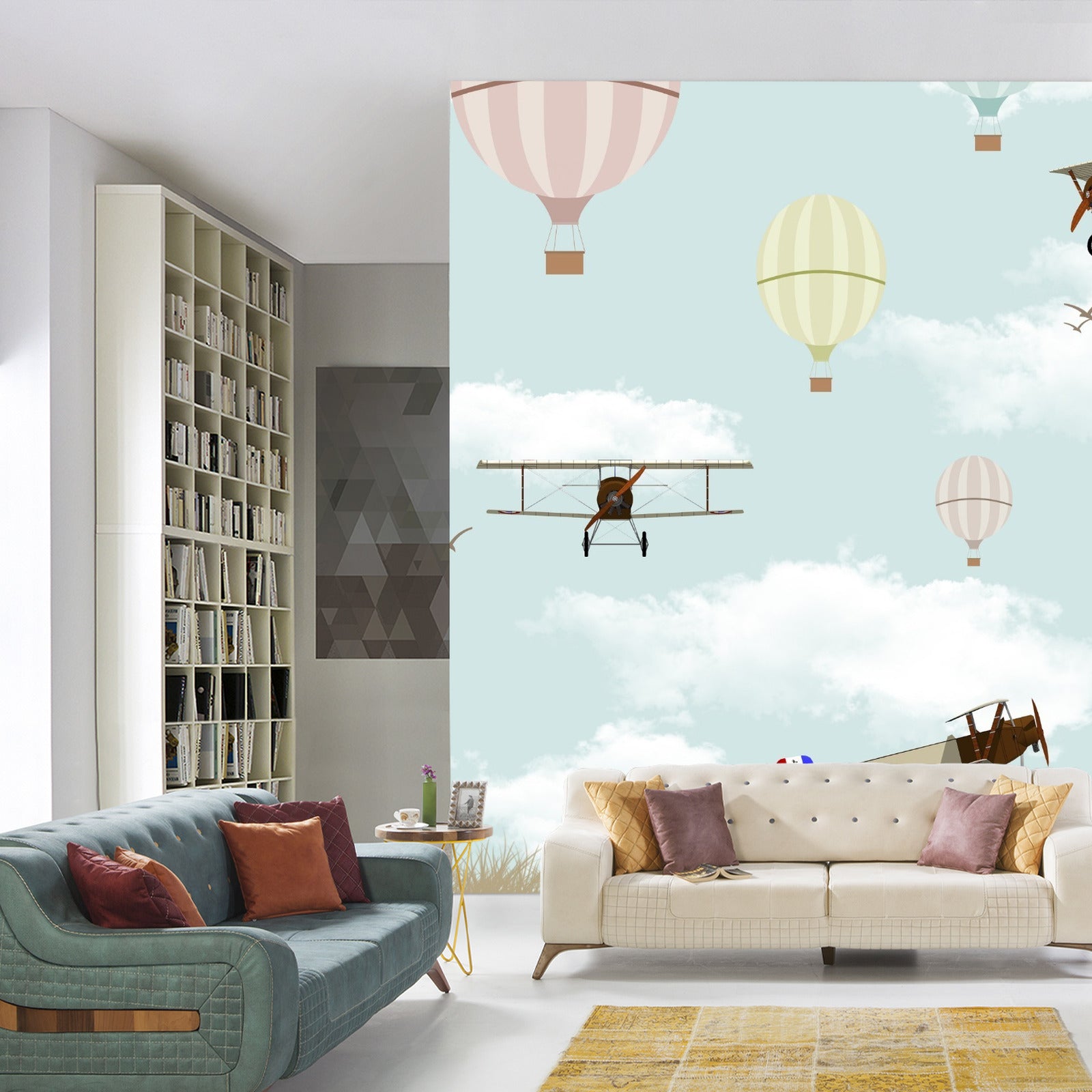 Fototapet Fly Og Ballonger På Himmelen