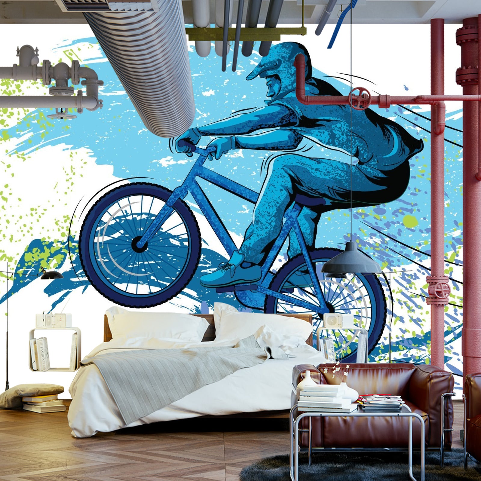 Fototapet Syklist I Graffitistil