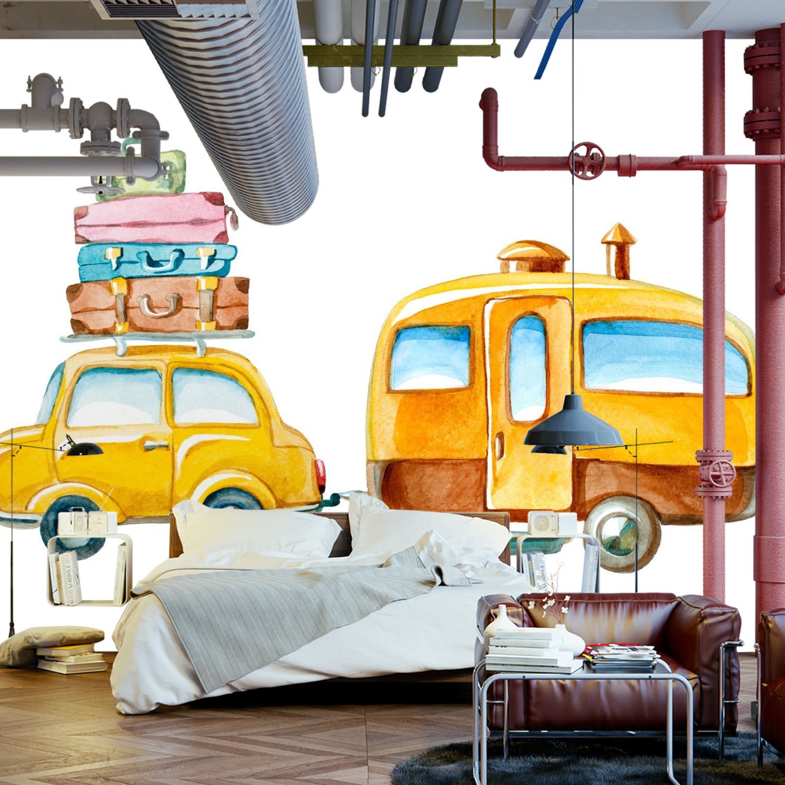 Fototapet Reisende Bil