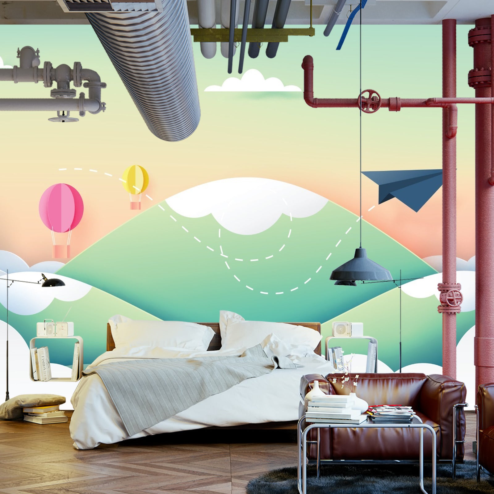 Fototapet Papirfly I Himmelen