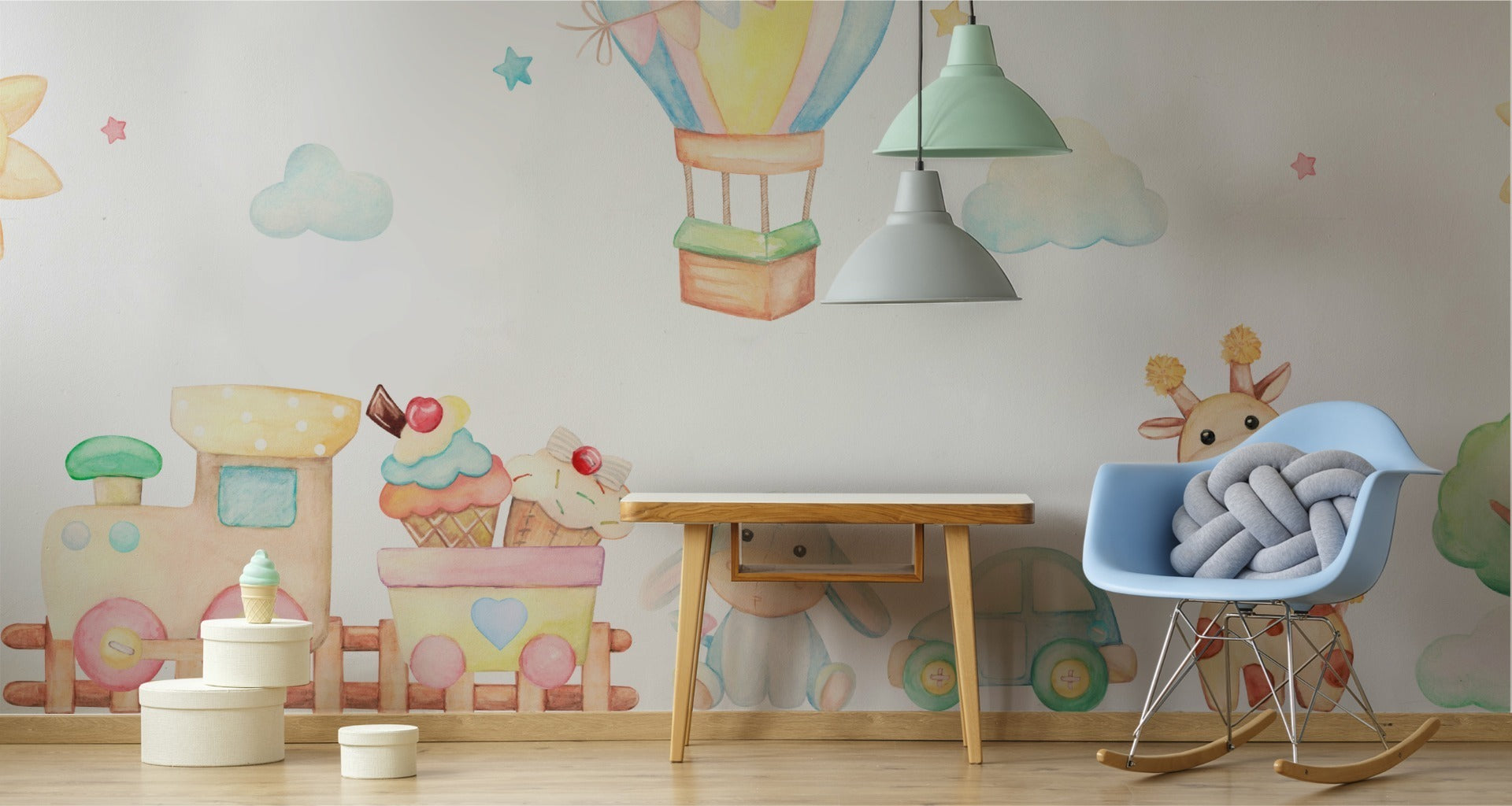 Fototapet Leker I Akvarellfarger