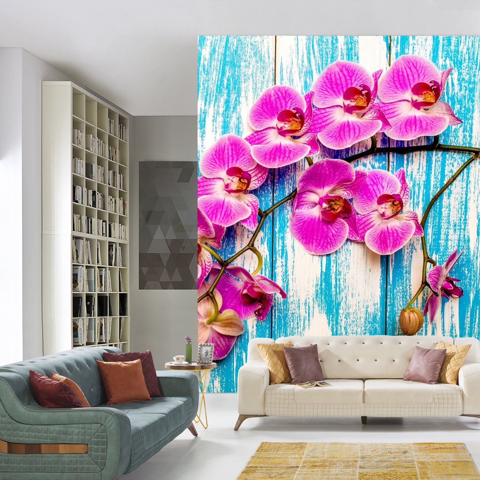 Fototapet Orkideer På Bakgrunn Av Brett