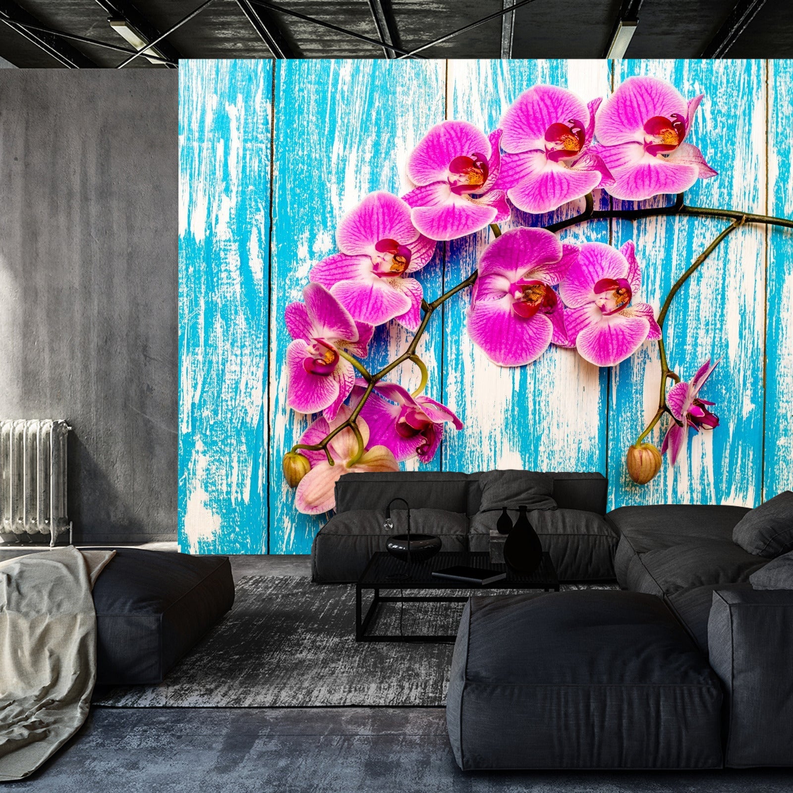 Fototapet Orkideer På Bakgrunn Av Brett