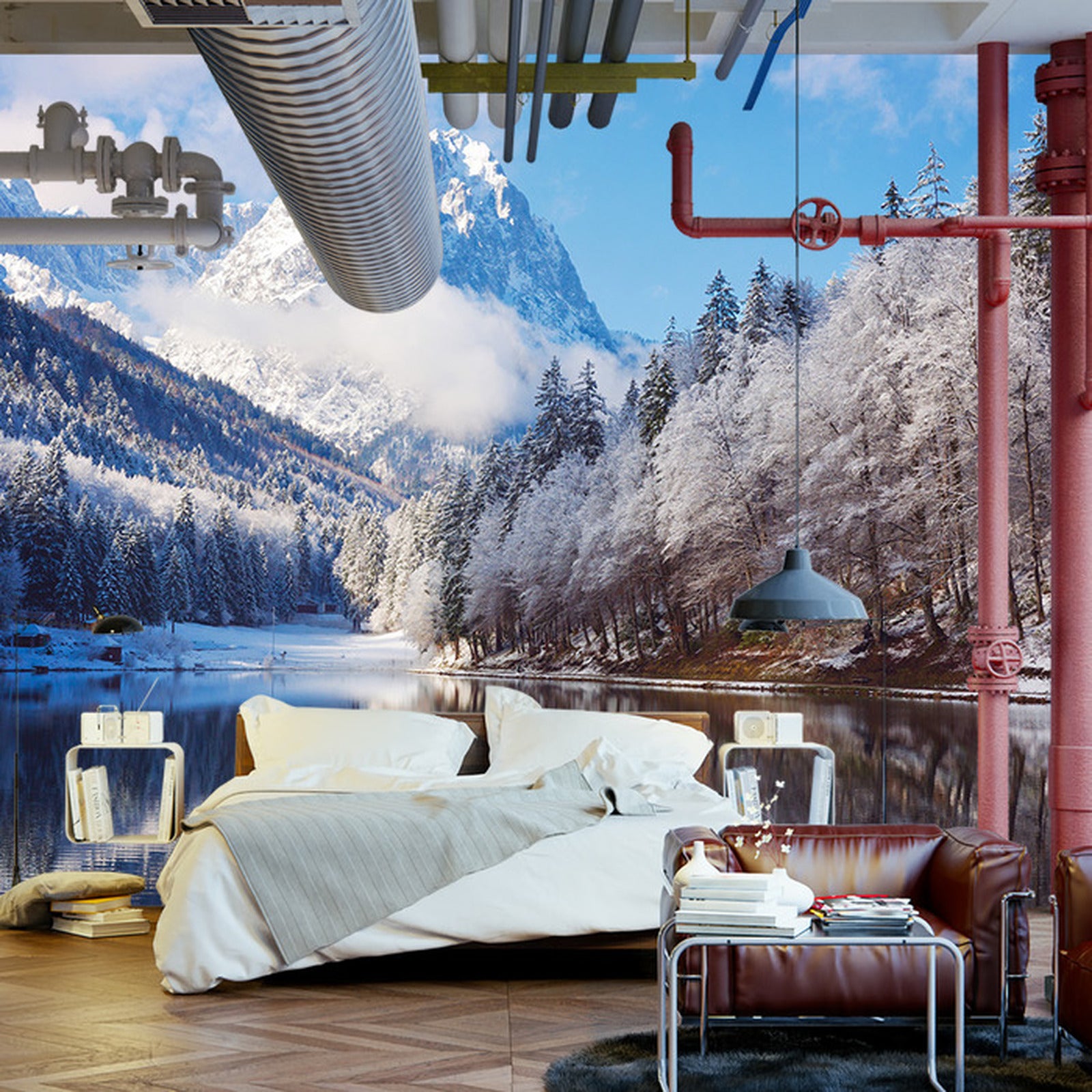 Fototapet Landskap Fjell Vinter