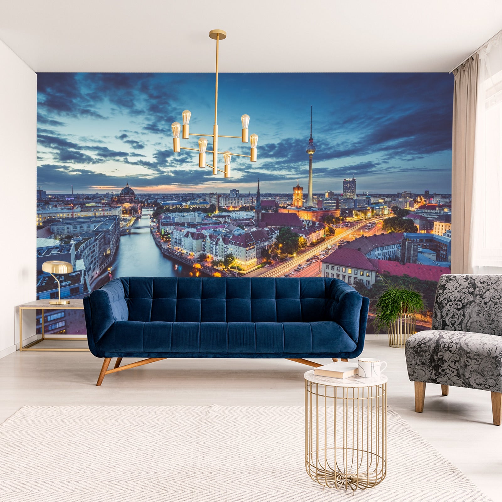 Fototapet Berlin Sentrum Om Natten