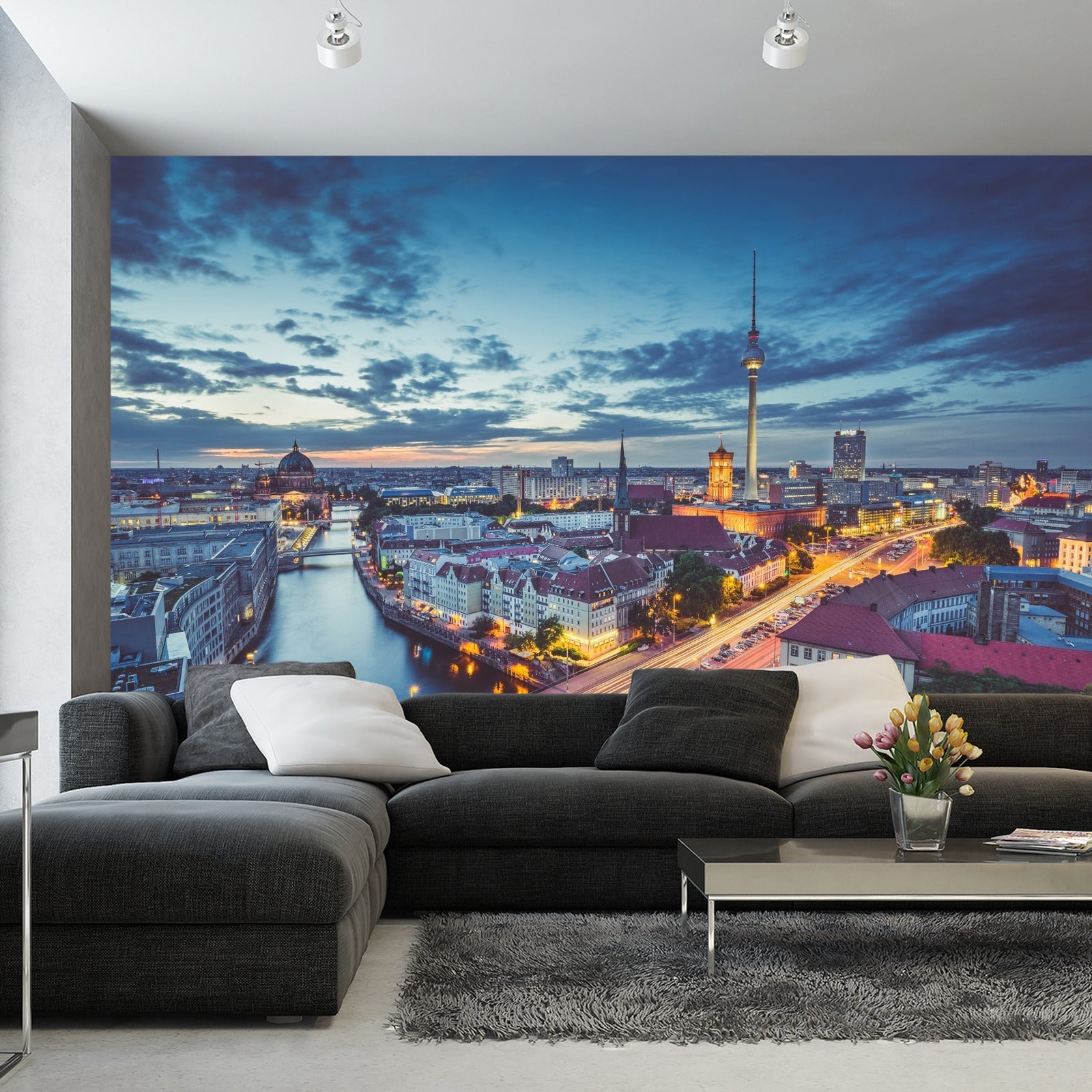 Fototapet Berlin Sentrum Om Natten