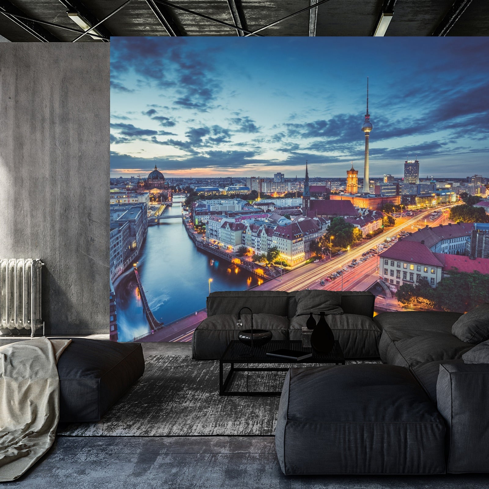 Fototapet Berlin Sentrum Om Natten