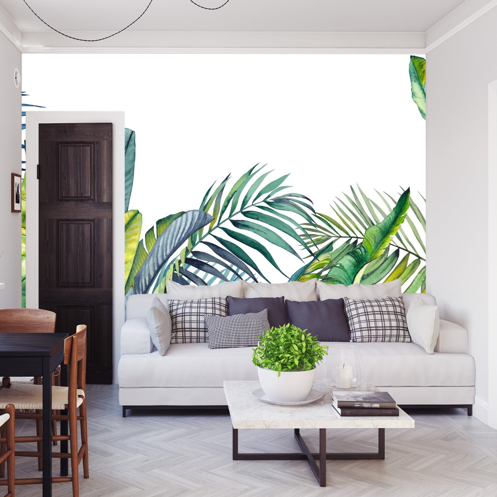 Fototapet Grønne Og Blå Tropiske Planter