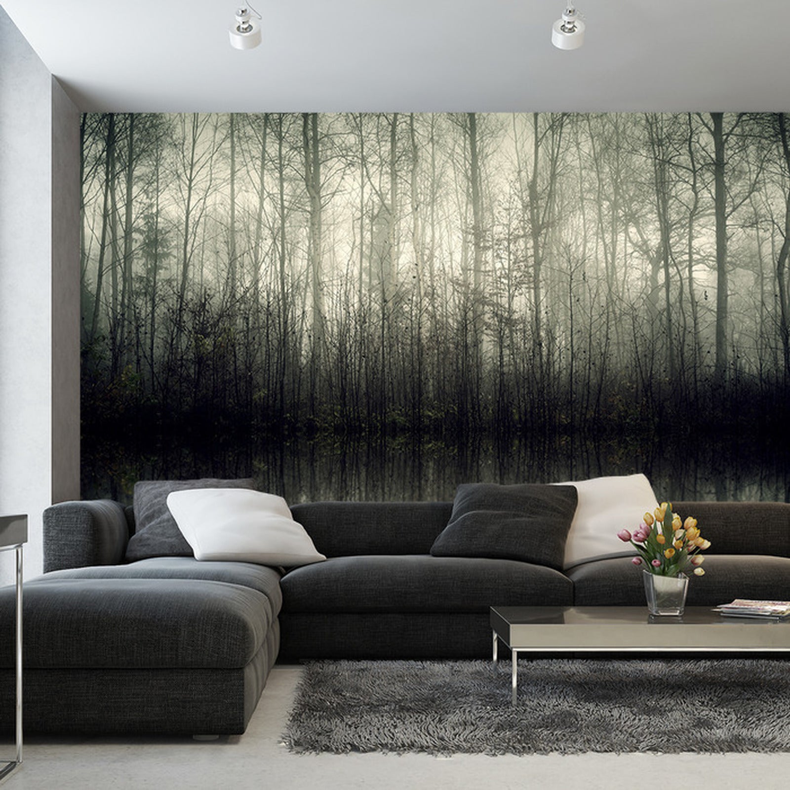 Fototapet Skog Trær Vann