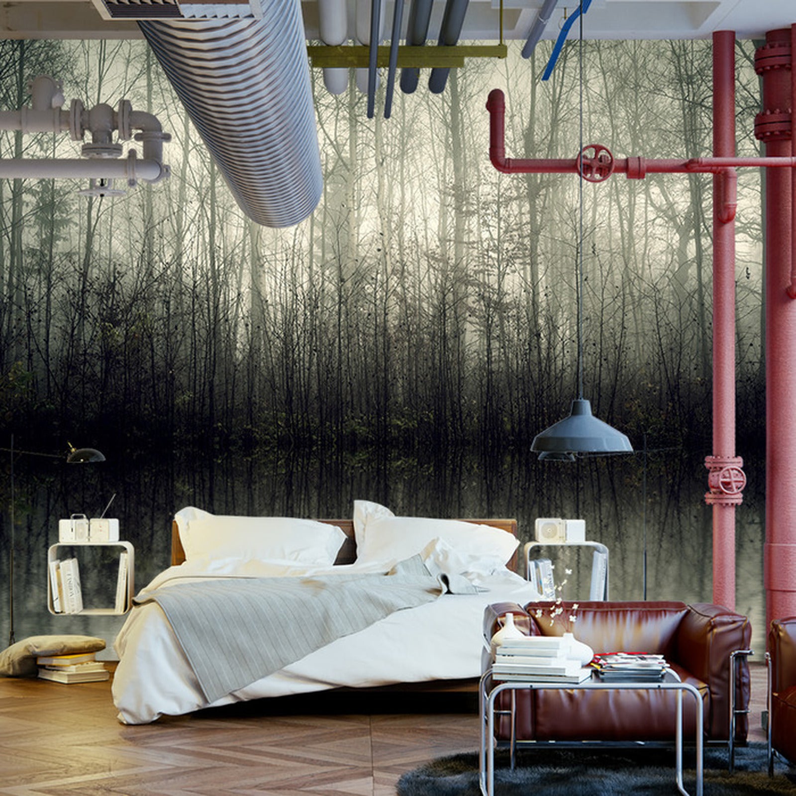 Fototapet Skog Trær Vann