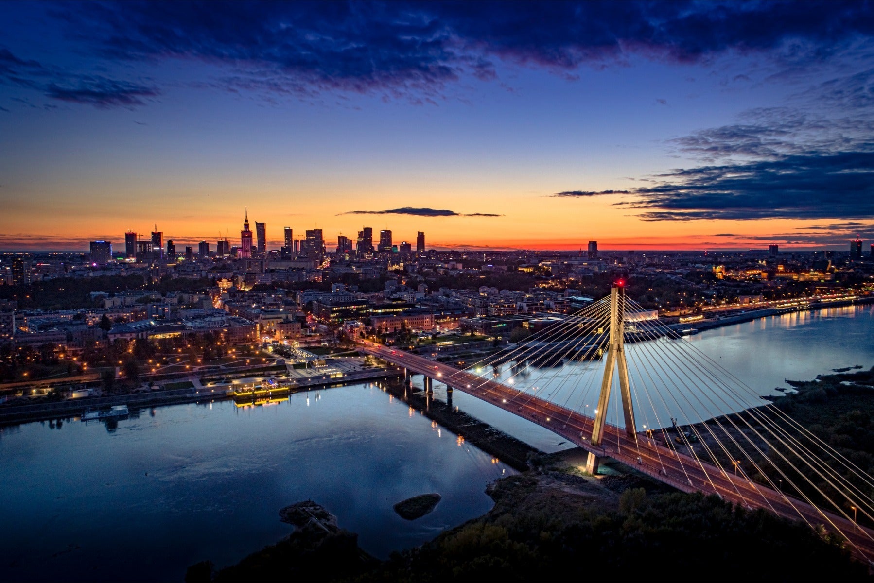 Fototapet Warszawa I Fugleperspektiv