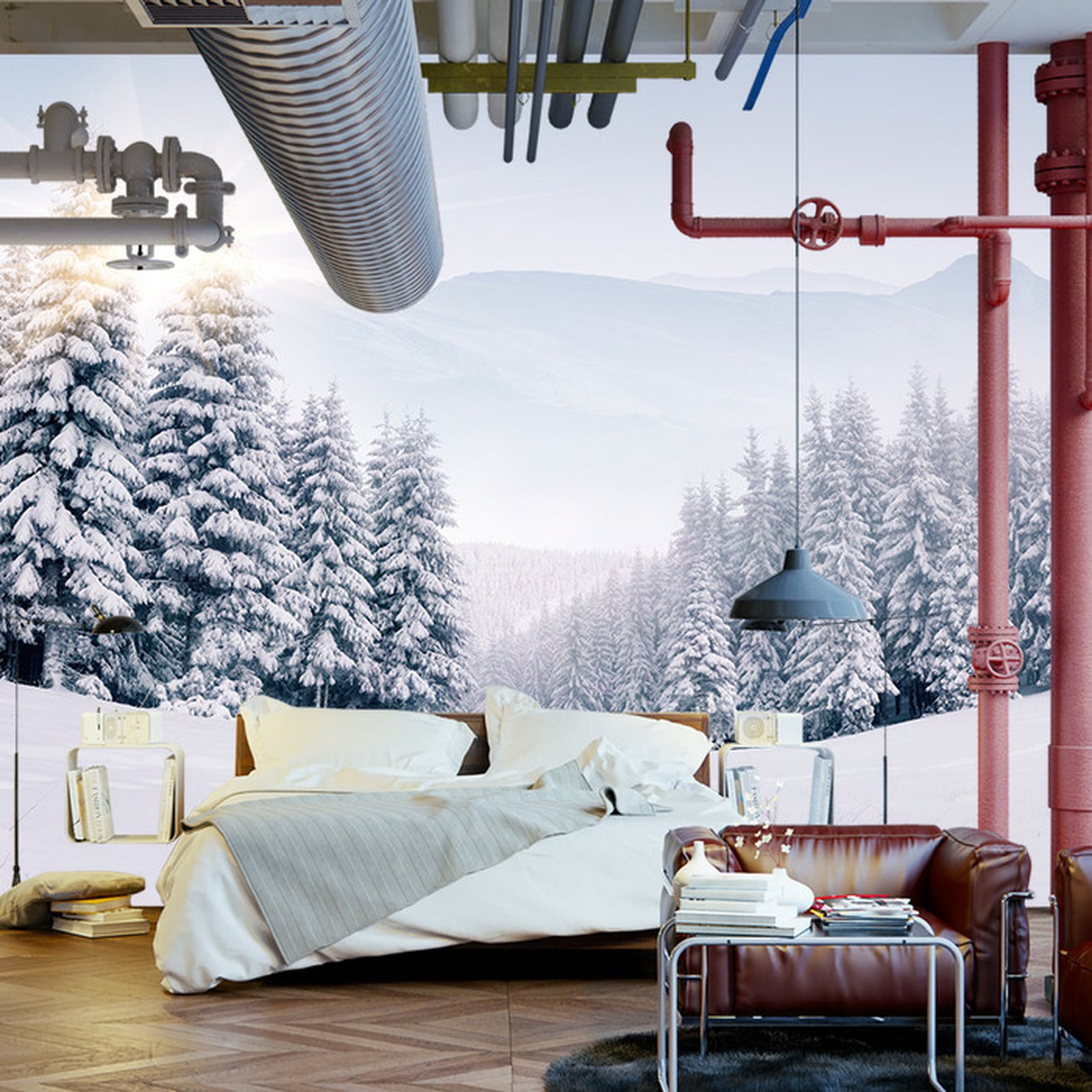 Fototapet Vinterskog