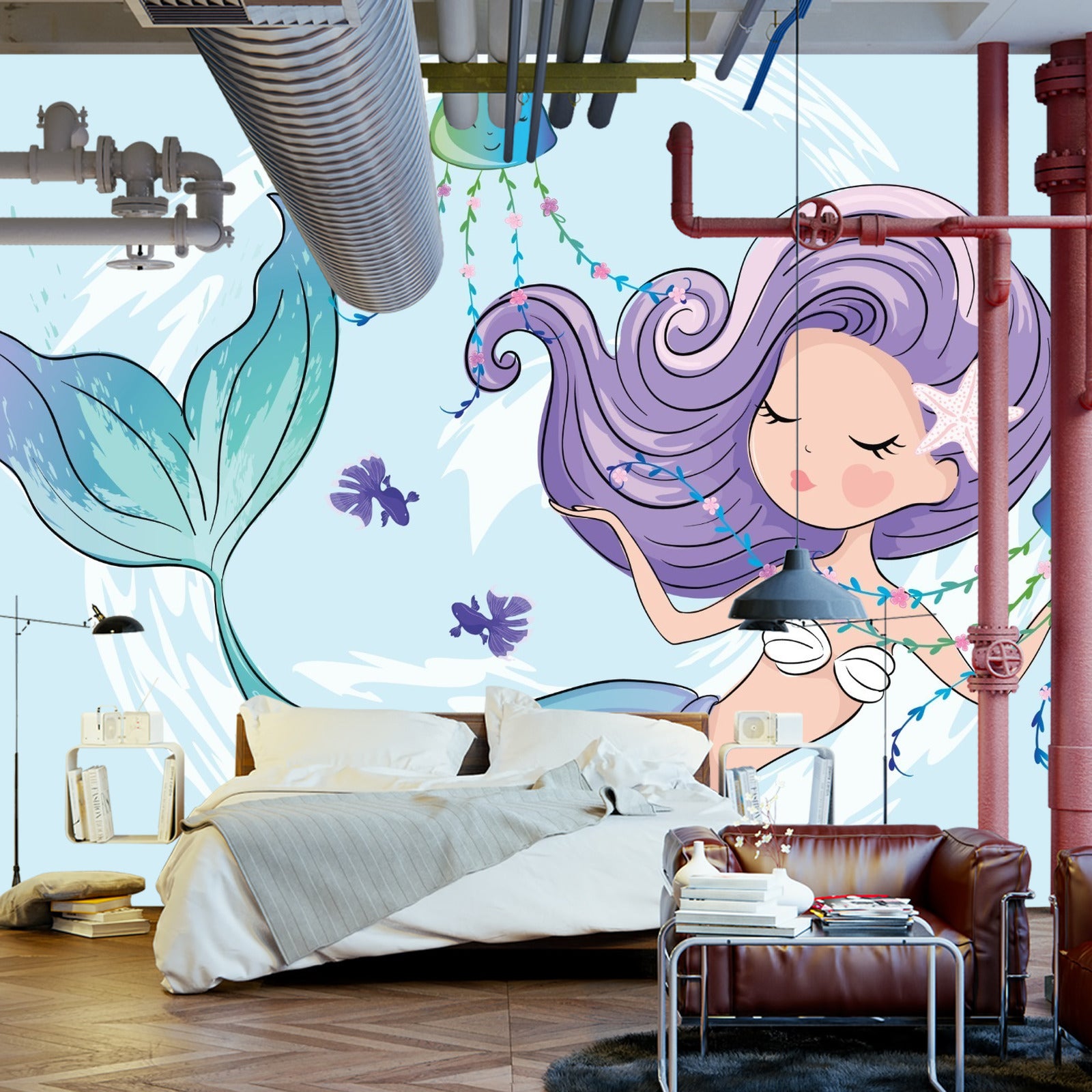 Fototapet Havfrue Med Maneter