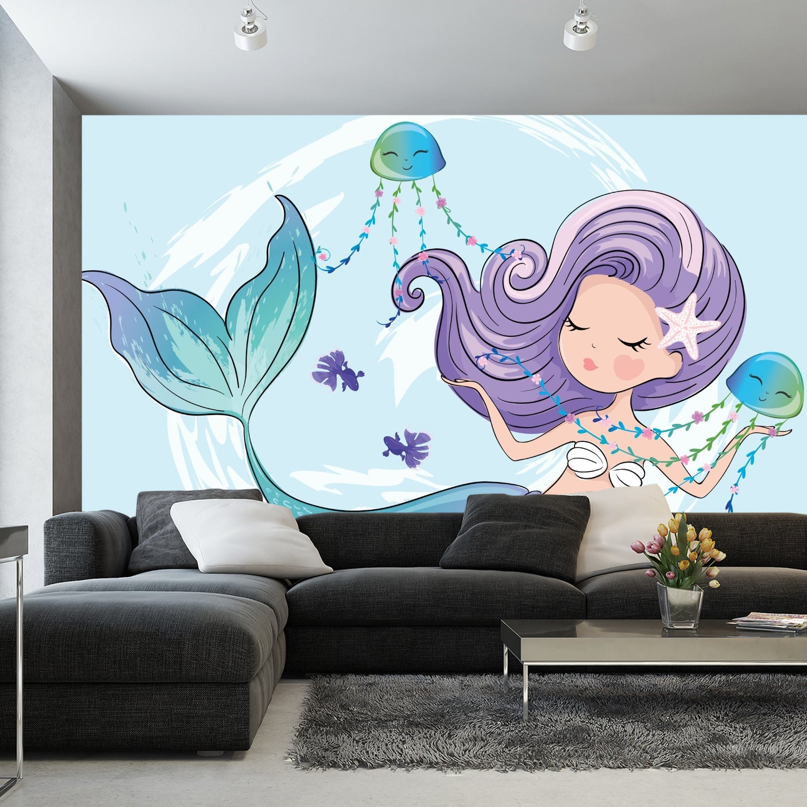 Fototapet Havfrue Med Maneter