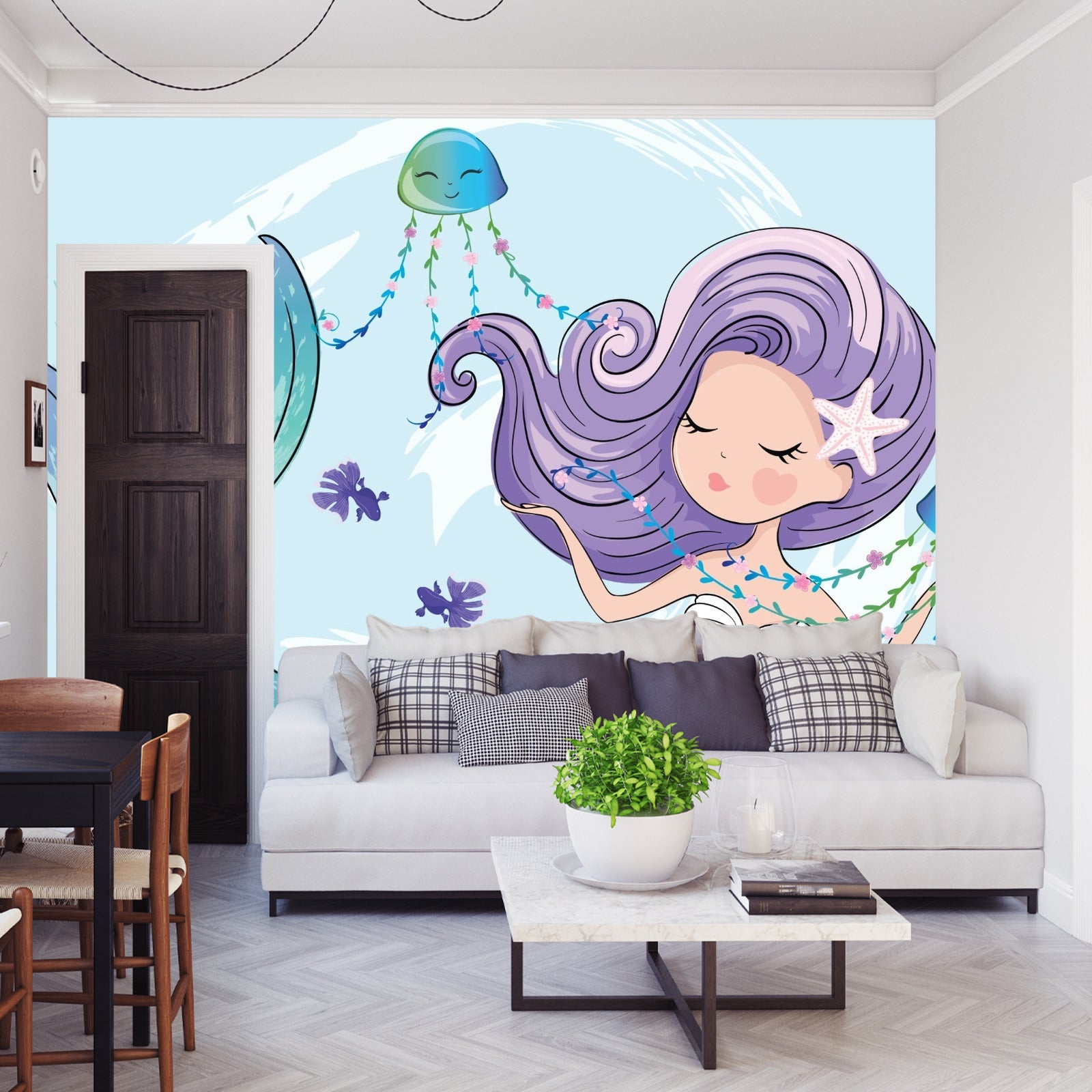 Fototapet Havfrue Med Maneter