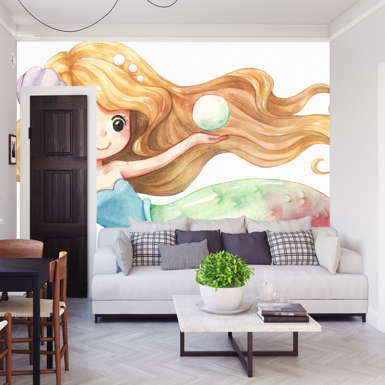 Fototapet Havfrue Malt Med Akvarell